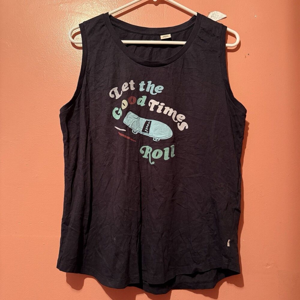 Levis Womens Tank Top L Large Black Cotton Sleeveless Shirt Skateboard